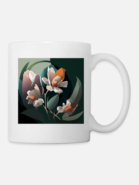 Blumen abstrakt bunt Natur - Tasse - Weiß