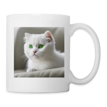 cat green eyes - Mug - white - Right