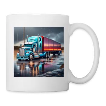 camion bleu et rouge - Mug blanc - blanc - Droite