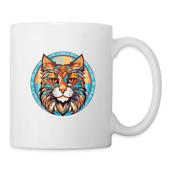 Maine Coon Katze Bunte Aquarell-Illustration - Tasse - Weiß - Rechts