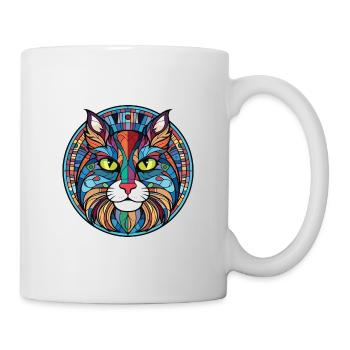 Dessin animé aquarelle coloré de chat de la forêt norvégienne - Mug blanc - blanc - Droite