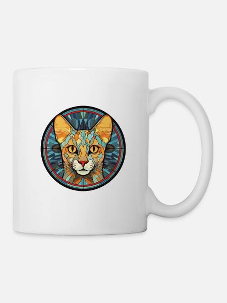 Ocicat Hauskatze Bunte Aquarell-Karikatur - Tasse - Weiß