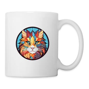 Dessin animé aquarelle coloré de chat de la forêt norvégienne - Mug blanc - blanc - Droite