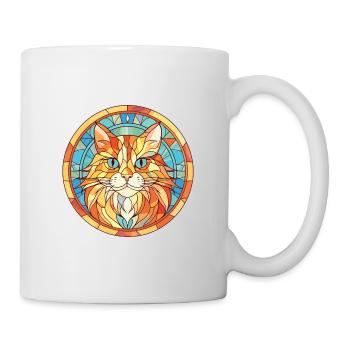 Ginger Longhair Cat Coloré Aquarelle Dessin Animé - Mug blanc - blanc - Droite