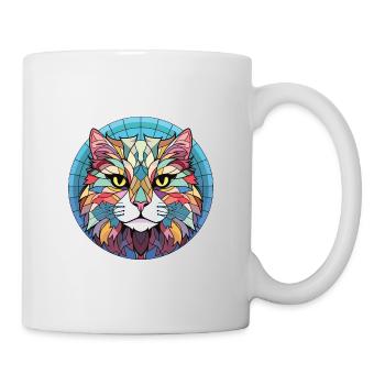 Highlander chat coloré aquarelle illustration - Mug blanc - blanc - Droite