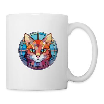 Hantilly Tiffany Katze Bunte Aquarell-Karikatur - Tasse - Weiß - Rechts