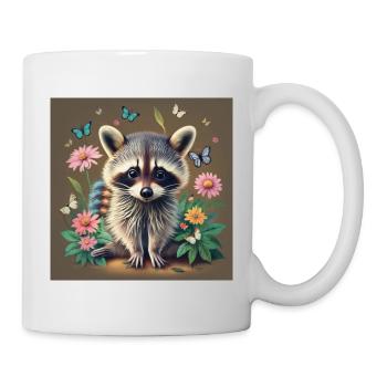 Fuchs mit Blumen - Tasse - Weiß - Rechts