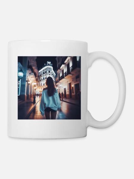 Frau zu Fuß durch Cartagena - Tasse - Weiß