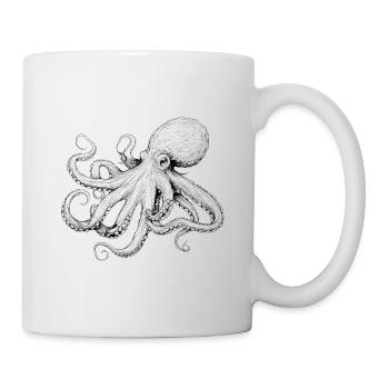Delicate Octopus Octopus Illustration in Black - Mug - white - Right