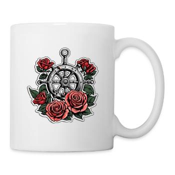 Volant / Ancre / Roses / Ahoy / Navire / Bateau - Mug blanc - blanc - Droite