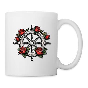 Volant / Ancre / Roses / Ahoy / Navire / Bateau - Mug blanc - blanc - Droite