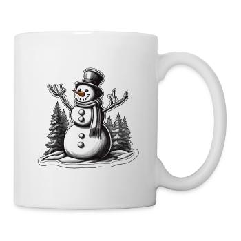 Schneemann / Winter / Schnee / Comic / kalt - Tasse - Weiß - Rechts
