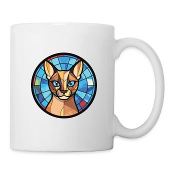 Siamesische Kurzhaarkatze Bunte Aquarell-Karikatur - Tasse - Weiß - Rechts
