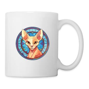 Sphynx Cat Breed Colorful Watercolor Illustration - Mug - white - Right