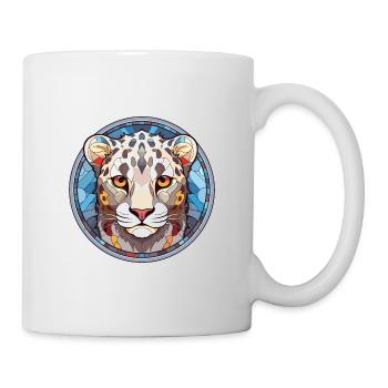 Léopard des neiges bébé chat coloré dessin animé aquarelle - Mug blanc - blanc - Droite