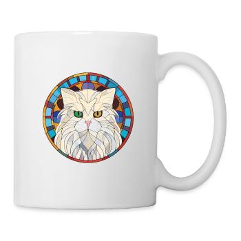 Chat persan à poil long blanc aquarelle colorée - Mug blanc - blanc - Droite