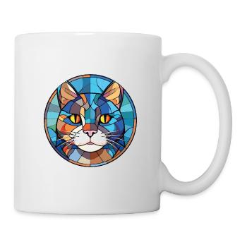 Schottische gerade Katze bunte Aquarell-Karikatur - Tasse - Weiß - Rechts