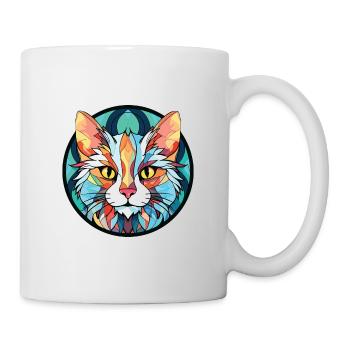 Turkish Angora Cat Colorful Watercolor Pet Cartoon - Mug - white - Right