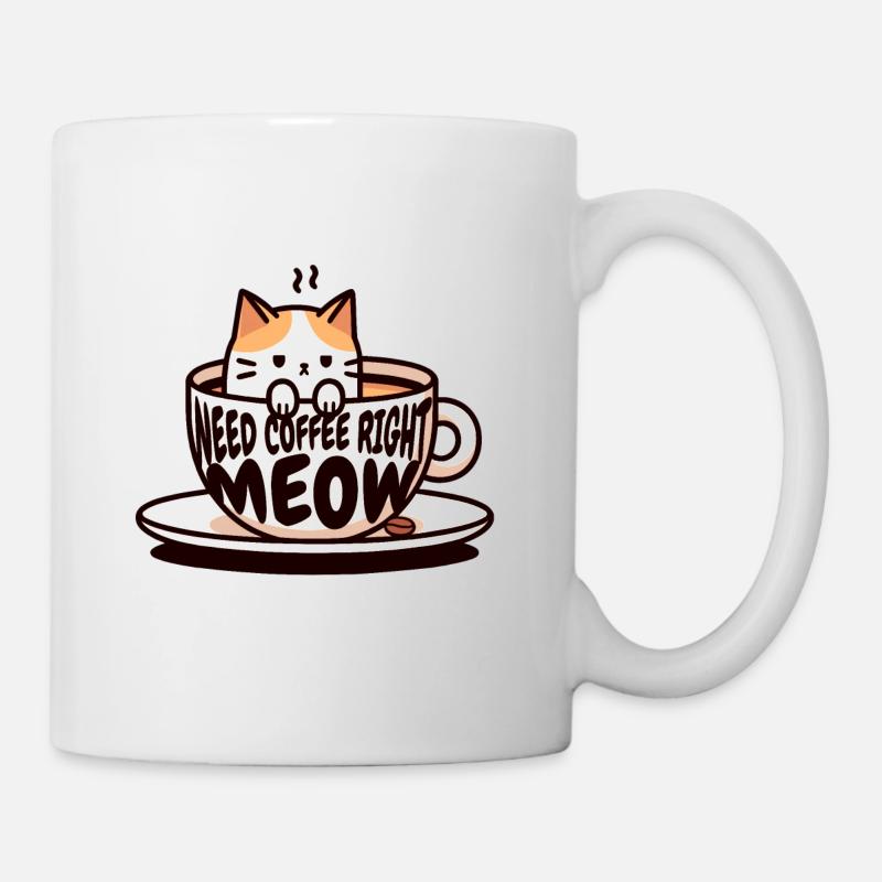 Purring coffee break: kitty in a cup, cat - Mug - white