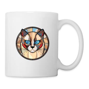 Balinesische Katze bunte Aquarell-Haustier-Illustration - Tasse - Weiß - Rechts