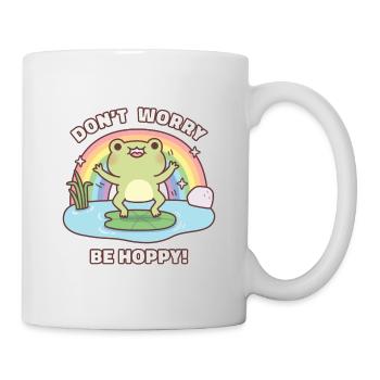 Mignon Happy Frog Ne vous inquiétez pas être houblonné citation drôle - Mug blanc - blanc - Droite