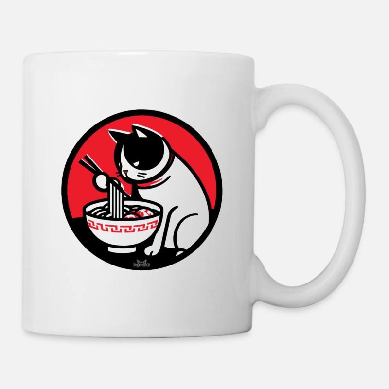 Ramen isst Katze - Tasse - Weiß