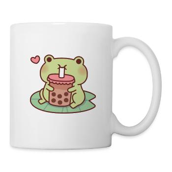 Une grenouille mignonne aime boire du thé à bulles - Mug blanc - blanc - Droite