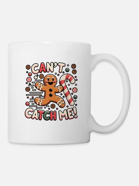 Cant Catch Me - Gingerbread Man Design - Mug - white