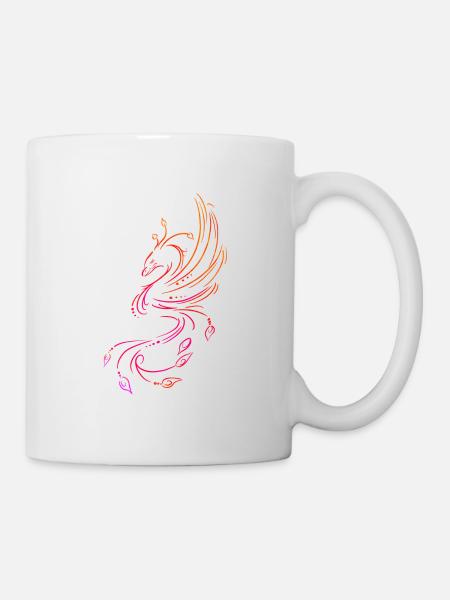 Phénix line art coloré - Mug blanc - blanc
