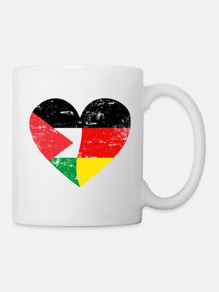 Palestine Allemagne drapeau coeur - Mug blanc - blanc