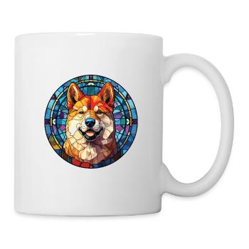 Akita Dog Breed Colorful Watercolor Illustration - Mug - white - Right