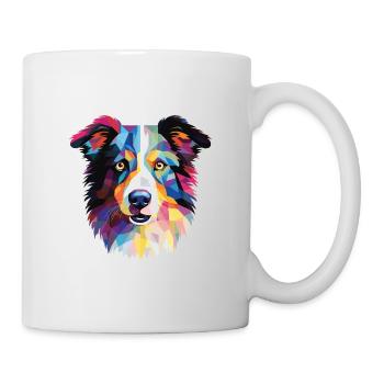 Border Collie Hunderasse Aquarell Illustration - Tasse - Weiß - Rechts