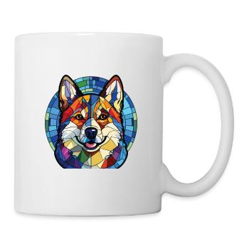 Akita Dog Breed Colorful Watercolor Illustration - Mug - white - Right