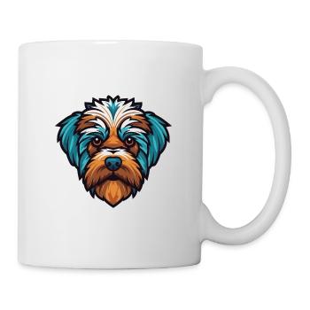 Bichon Yorkie Dog Breed Watercolor Illustration - Mug - white - Right