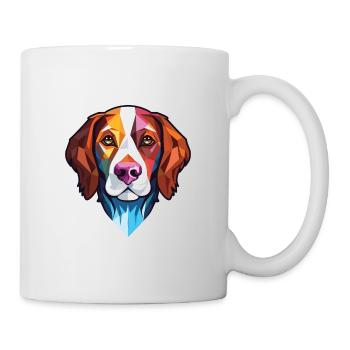 Illustration sur verre aquarelle de race de chien breton - Mug blanc - blanc - Droite