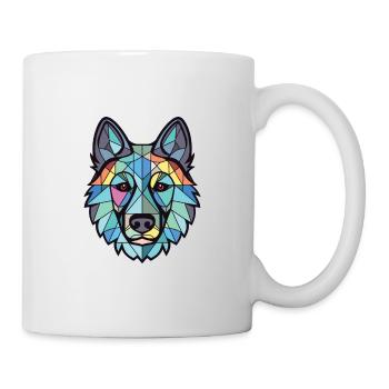 Schwarzes norwegischer Elchhund Hunderasse Aquarell - Tasse - Weiß - Rechts