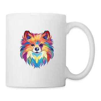 Pommersche Hunderasse Aquarell Glas Illustration - Tasse - Weiß - Rechts