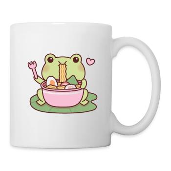 Süßer Frosch liebt es, Ramen-Nudeln zu essen - Tasse - Weiß - Rechts