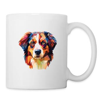 English Shepherd Dog Breed Watercolor Illustration - Mug - white - Right