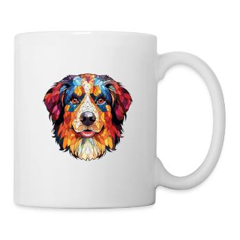 English Shepherd Dog Breed Watercolor Illustration - Mug - white - Right