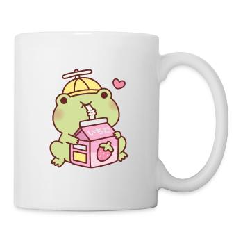 Cute Frog Loves Strawberry Milk - Mug - white - Right