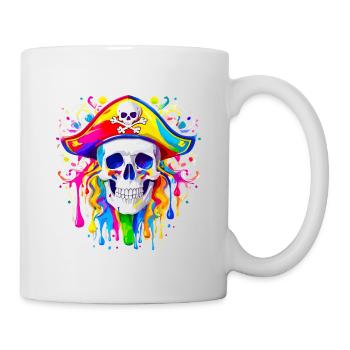 Farbenfroher Piratenschädel - Tasse - Weiß - Rechts