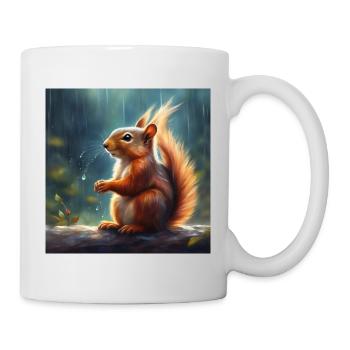 Eichhörnchen im Regen - Tasse - Weiß - Rechts