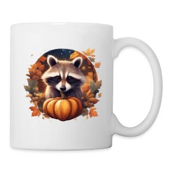 Süßer Waschbär im Herbstkranz - Tasse - Weiß - Rechts