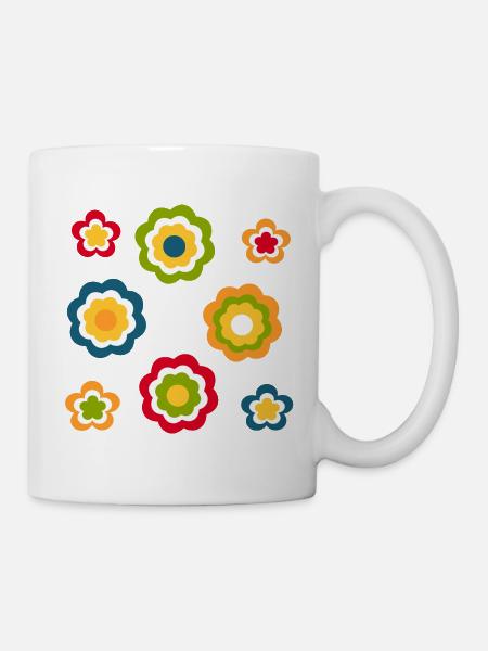 70er Jahre Blume Muster Retro Hippie Festival - Tasse - Weiß