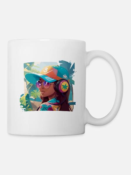 Mädchen mit Kopfhörern - Tasse - Weiß