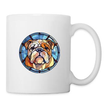 Bulldogge Hund Rasse Bunte Aquarell Illustration - Tasse - Weiß - Rechts