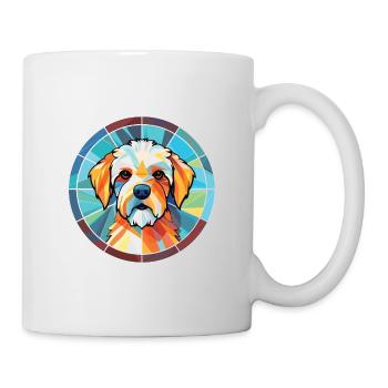 Französischer dreifarbiger Hundehund Rasse Aquarellglas - Tasse - Weiß - Rechts