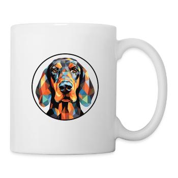Schwarz und Tan Coonhound Hunderasse Aquarellglas - Tasse - Weiß - Rechts