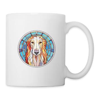 Borzoi Dog Breed Colorful Watercolor Illustration - Mug - white - Right